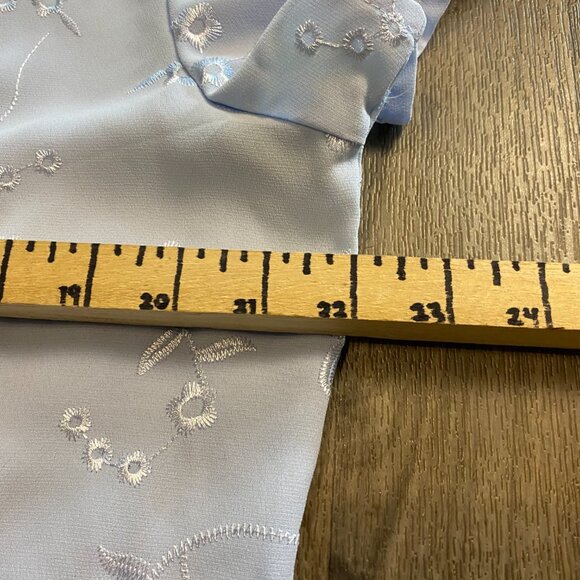 Vintage Apparenza Light Blue Floral Button Front Blouse Short Sleeve Size Large - Picture 5 of 7